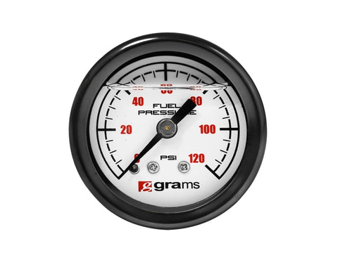 Grams Performance Universal 0-120 PSI Fuel Pressure Gauge - White Face Grams Performance Universal 0-120 PSI Fuel Pressure Gauge - White Face