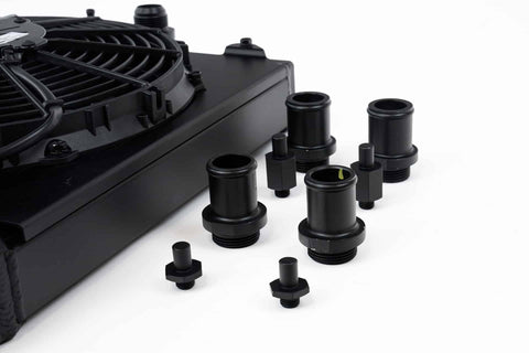 CSF 92-00 Honda Civic Half Radiator w/-16AN & Slip-On Fittings/12in SPAL Fan & Shroud - Black Finish CSF 92-00 Honda Civic Half Radiator w/-16AN & Slip-On Fittings/12in SPAL Fan & Shroud - Black Finish