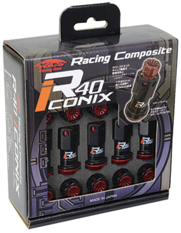 Project Kics R40 Iconix Extended Lug Nuts With Locks - Black M12x1.50 Project Kics R40 Iconix Extended Lug Nuts With Locks - Black M12x1.50