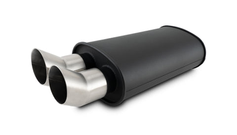 Vibrant Flat Black Muffler 9x5x15in Body 3in Tip OD w/Dual DTM Cut Tips Vibrant Flat Black Muffler 9x5x15in Body 3in Tip OD w/Dual DTM Cut Tips