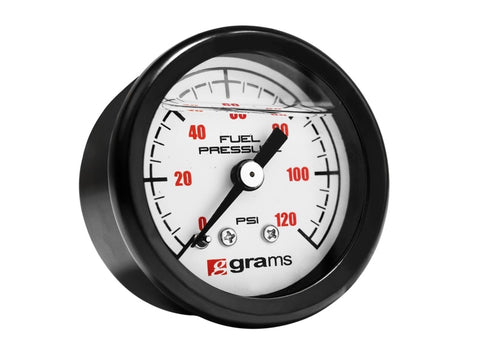 Grams Performance Universal 0-120 PSI Fuel Pressure Gauge - White Face Grams Performance Universal 0-120 PSI Fuel Pressure Gauge - White Face