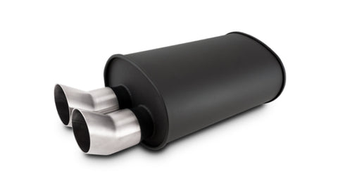 Vibrant Streetpower Flat Black Muffler 9.5x6.75x15in Body 3in Tip OD w/Dual DTM Tips Vibrant Streetpower Flat Black Muffler 9.5x6.75x15in Body 3in Tip OD w/Dual DTM Tips