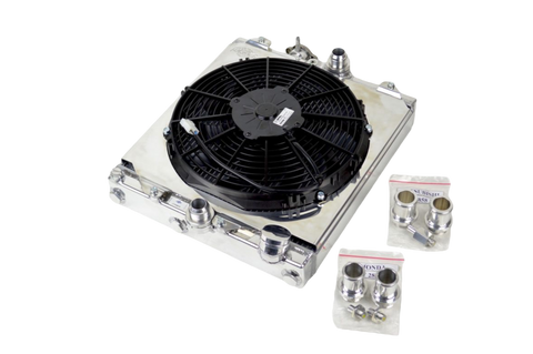 CSF 92-00 Honda Civic Half Radiator w/-16AN & Slip-On Fittings/12in SPAL Fan & Shroud CSF 92-00 Honda Civic Half Radiator w/-16AN & Slip-On Fittings/12in SPAL Fan & Shroud