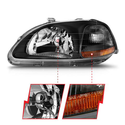 1996-1998 Honda Civic Headlights (Black Housing) 1996-1998 Honda Civic Headlights (Black Housing)