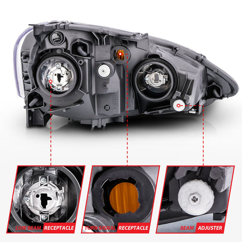 2002-2004 Acura Rsx Headlights Black Housing (DC5 Type R Style) 2002-2004 Acura Rsx Headlights Black Housing (DC5 Type R Style)