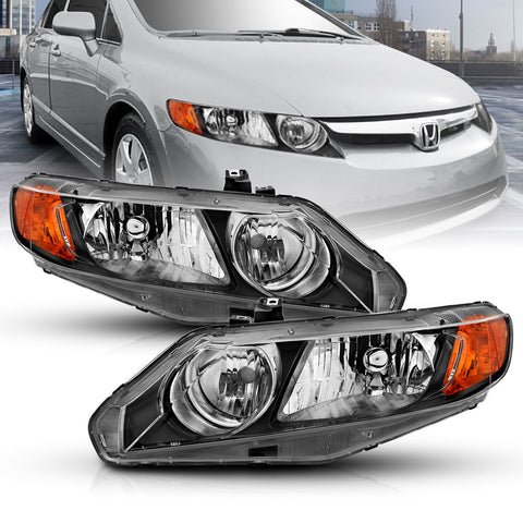 2006-2011 Honda Civic 4 Door Headlight Black Housing (OEM Replacement) 2006-2011 Honda Civic 4 Door Headlight Black Housing (OEM Replacement)