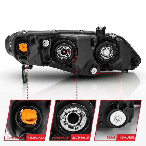 2006-2011 Honda Civic 4 Door Headlight Black Housing (OEM Replacement) 2006-2011 Honda Civic 4 Door Headlight Black Housing (OEM Replacement)