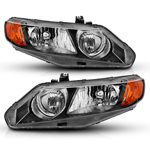 2006-2011 Honda Civic 4 Door Headlight Black Housing (OEM Replacement) 2006-2011 Honda Civic 4 Door Headlight Black Housing (OEM Replacement)