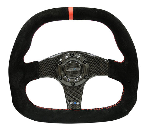 NRG CARBON FIBER STEERING WHEEL FLAT BOTTOM WRAPPED SUEDE NRG CARBON FIBER STEERING WHEEL FLAT BOTTOM WRAPPED SUEDE