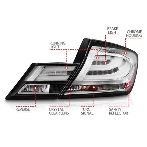 2013-2015 Honda Civic LED Taillights Chrome (excludes hybrid) 2013-2015 Honda Civic LED Taillights Chrome (excludes hybrid)