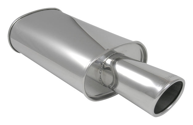 Vibrant StreetPower Turbo Oval Muffler with 4in Round Tip Angle Cut Rolled Edge