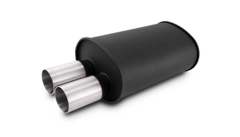 Vibrant Streetpower Flat Black Muffler 9.5x6.75x15in Body 3in Tip OD w/Dual Straight Tips