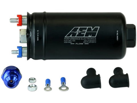 AEM 380LPH High Pressure Inline Fuel Pump -6AN Female Out, -10AN Female In