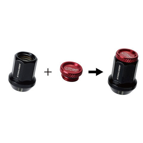 Project Kics Kyokugen Lug Nut Set with Red Aluminum Cap - M12 x 1.50