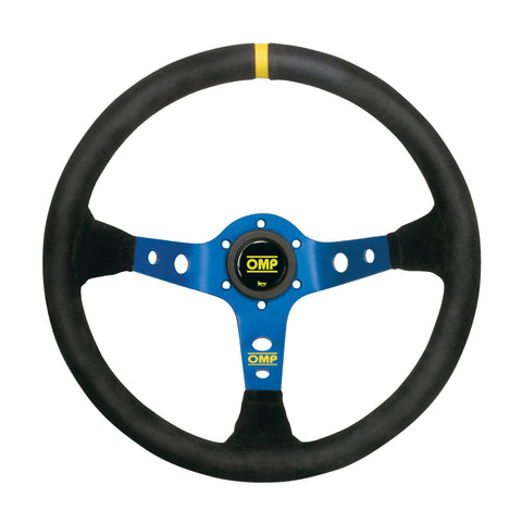 OMP Corsica Dished Steering Wheel Suede 3 Blue Anodized