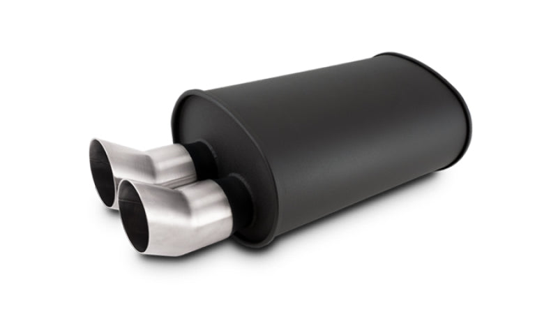 Vibrant Streetpower Flat Black Muffler 9.5x6.75x15in Body 3in Tip OD w/Dual DTM Tips