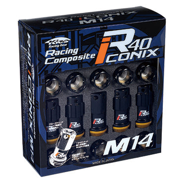 Project Kics R40 Iconix Extended Lug Nuts With Locks - Black M14x1.50