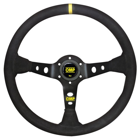 OMP Dished Steering Wheel Corsica 330/Black In Suede Leather With Anodized Spokes