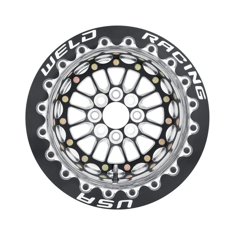 Weld Tuner Import Drag 13x11 / 4x100mm BP / 4.5in. BS Black Center Black (Double Beadlock MT Wheel)