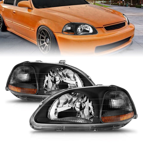 1996-1998 Honda Civic Headlights (Black Housing)