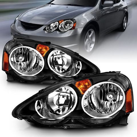 2002-2004 Acura Rsx Headlights Black Housing (DC5 Type R Style)