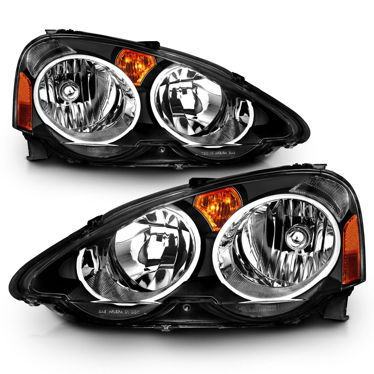 2002-2004 Acura Rsx Headlights Black Housing (DC5 Type R Style)