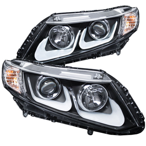 2012-2015 Honda Civic Projector Headlights w/ U-Bar (Black Housing)