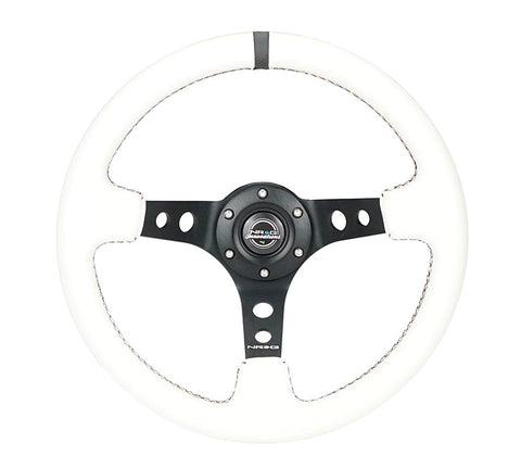 NRG 350MM 3" DEEP DISH WITH HOLES LEATHER