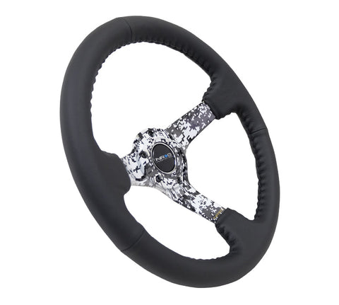 NRG 350MM DEEP DISH STEERING WHEEL LEATHER SOLID SPOKE