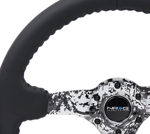 NRG 350MM DEEP DISH STEERING WHEEL LEATHER SOLID SPOKE