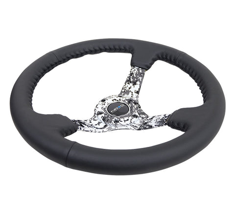 NRG 350MM DEEP DISH STEERING WHEEL LEATHER SOLID SPOKE