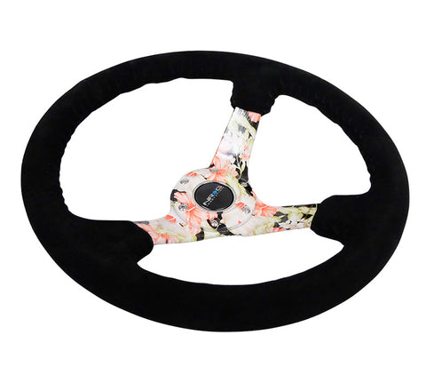 NRG 350MMNRG DEEP DISH STEERING WHEEL SUEDE SOLID SPOKE