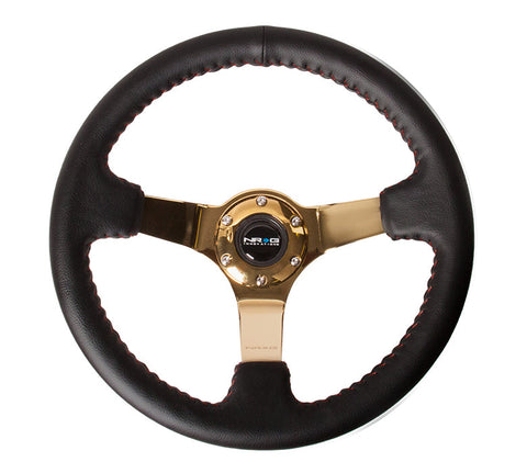 NRG 350MM DEEP DISH STEERING WHEEL LEATHER SOLID SPOKE