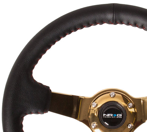 NRG 350MM DEEP DISH STEERING WHEEL LEATHER SOLID SPOKE