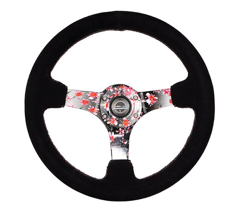 NRG 350MMNRG DEEP DISH STEERING WHEEL SUEDE SOLID SPOKE