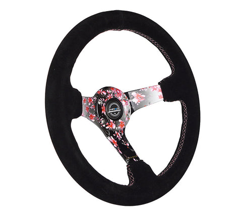 NRG 350MMNRG DEEP DISH STEERING WHEEL SUEDE SOLID SPOKE