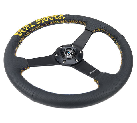 NRG 350MM FLAT STEERING WHEEL LEATHER