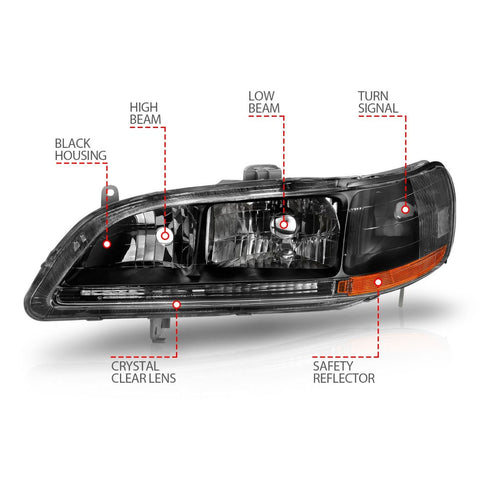 1998-2002 Honda Accord Headlights (Black Housing)