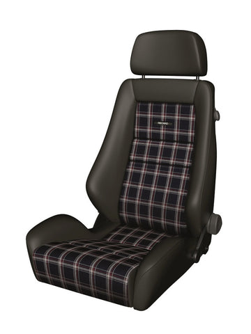 Recaro Classic LX Seat - Black Leather/Classic Checkered Fabric - 088.00.0B28-01