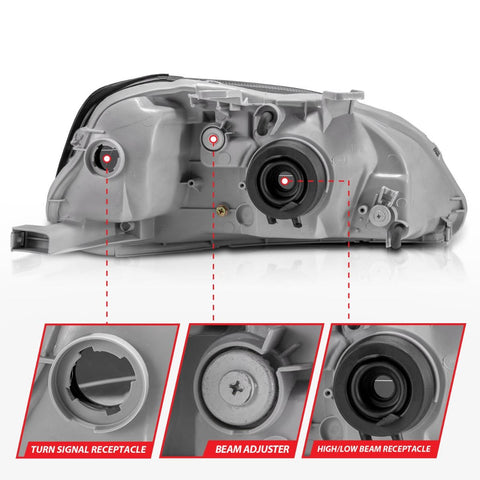 1999-2000 Honda Civic Headlights Gun-Metal Gray (CTR Style)