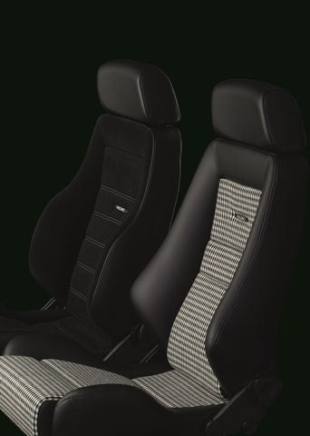 Recaro Classic LX Seat - Black Leather/Classic Checkered Fabric - 088.00.0B28