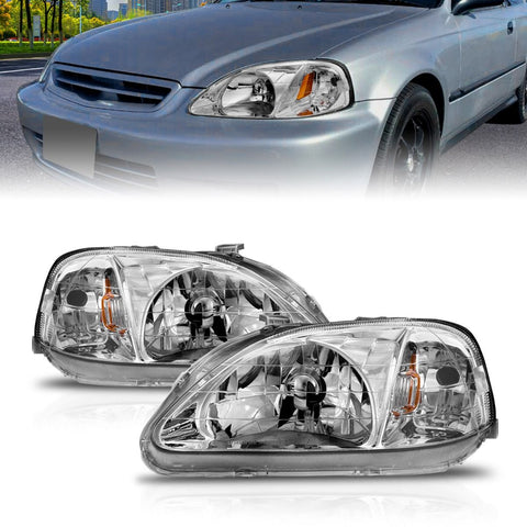 1999-2000 Honda Civic Headlights Chrome (OEM Style)