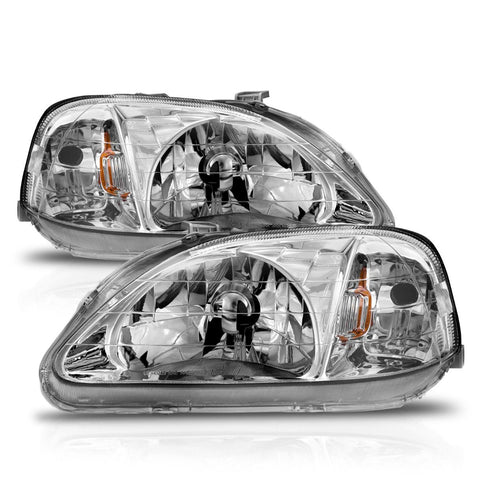 1999-2000 Honda Civic Headlights Chrome (OEM Style)