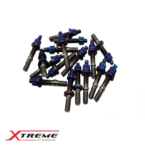 Blox Racing  Xtreme Titanium Intake/Exhaust Manifold Studs - Raw and Burnt