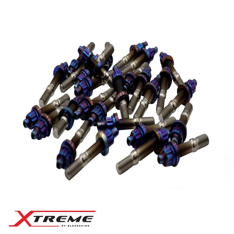 Blox Racing  Xtreme Titanium Intake/Exhaust Manifold Studs - Raw and Burnt